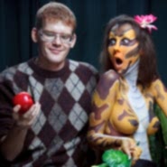 После съемок: художник Антон Грунский с моделью Евгенией Еськовой После съемок: художник Антон Грунский с моделью Евгенией Еськовой